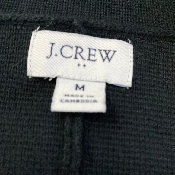 J. Crew Women's Soft Blazer Jacket, Black Cotton Knit Deep Pockets, size Medium - Picture 4 of 10